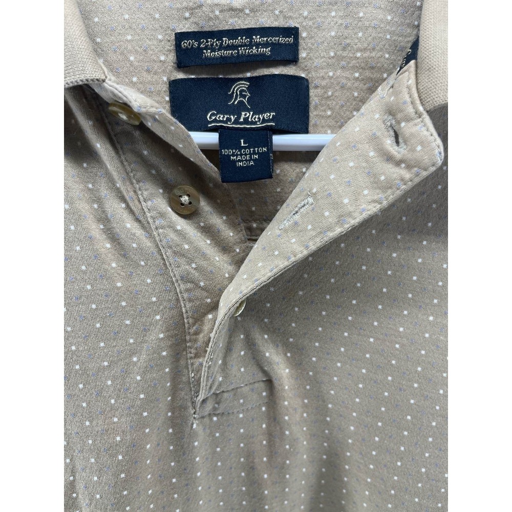 Gary Player Mens L Polka Dot Polo Brown Golf - Picture 2 of 3